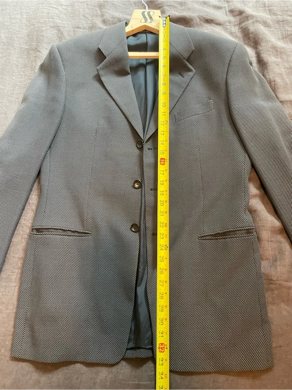 Armani Collezioni Italian Vintage 3 Button Dark Grey Houdstooth Sport Coat 40R